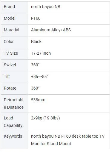 2023 Nb F160 Gas Spring 10"-27" Dual Monitor Arm