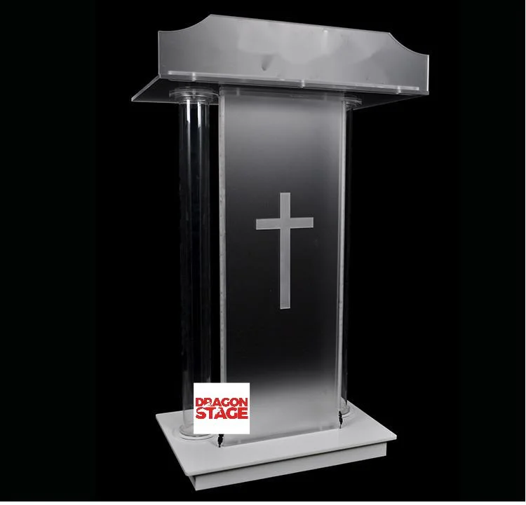 Dragonstage Acrylic Podium Plexiglass Pulpit Conference School Church Lectern with LED Light