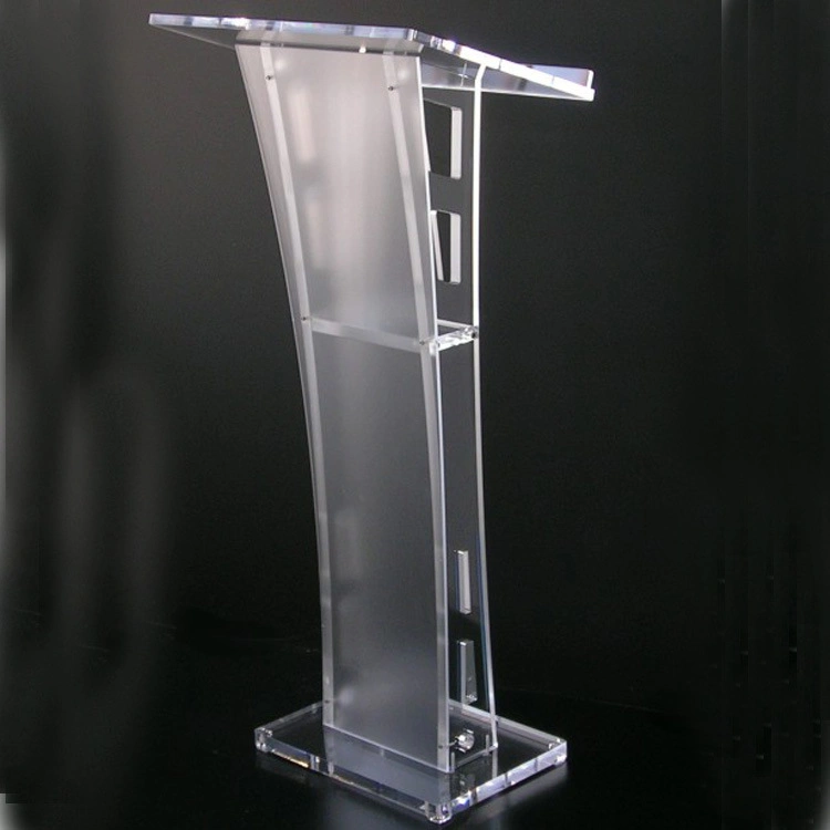 Contemporary Clear Acrylic Lectern & Podium with Storage Shelf Teacher Podium