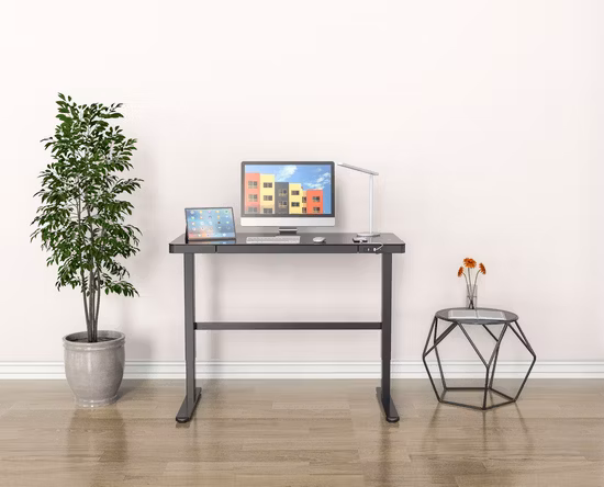 Scrivania in piedi regolabile in altezza per doppie postazioni di lavoro con gancio di sospensione del motore principale